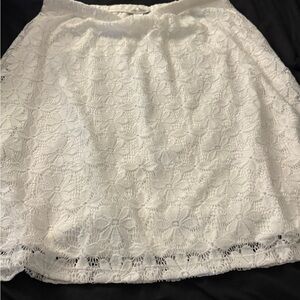 White Lace Skirt Women’s P/XL – Elegant A-Line Floral Overlay